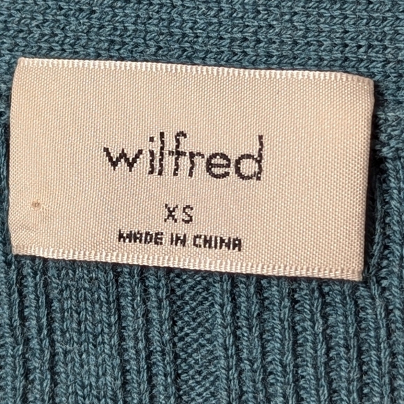 WILFRED Plunge Front Cardigan Wool Sweater Button Up Blue Green XS Aritzia - Picture 11 of 12